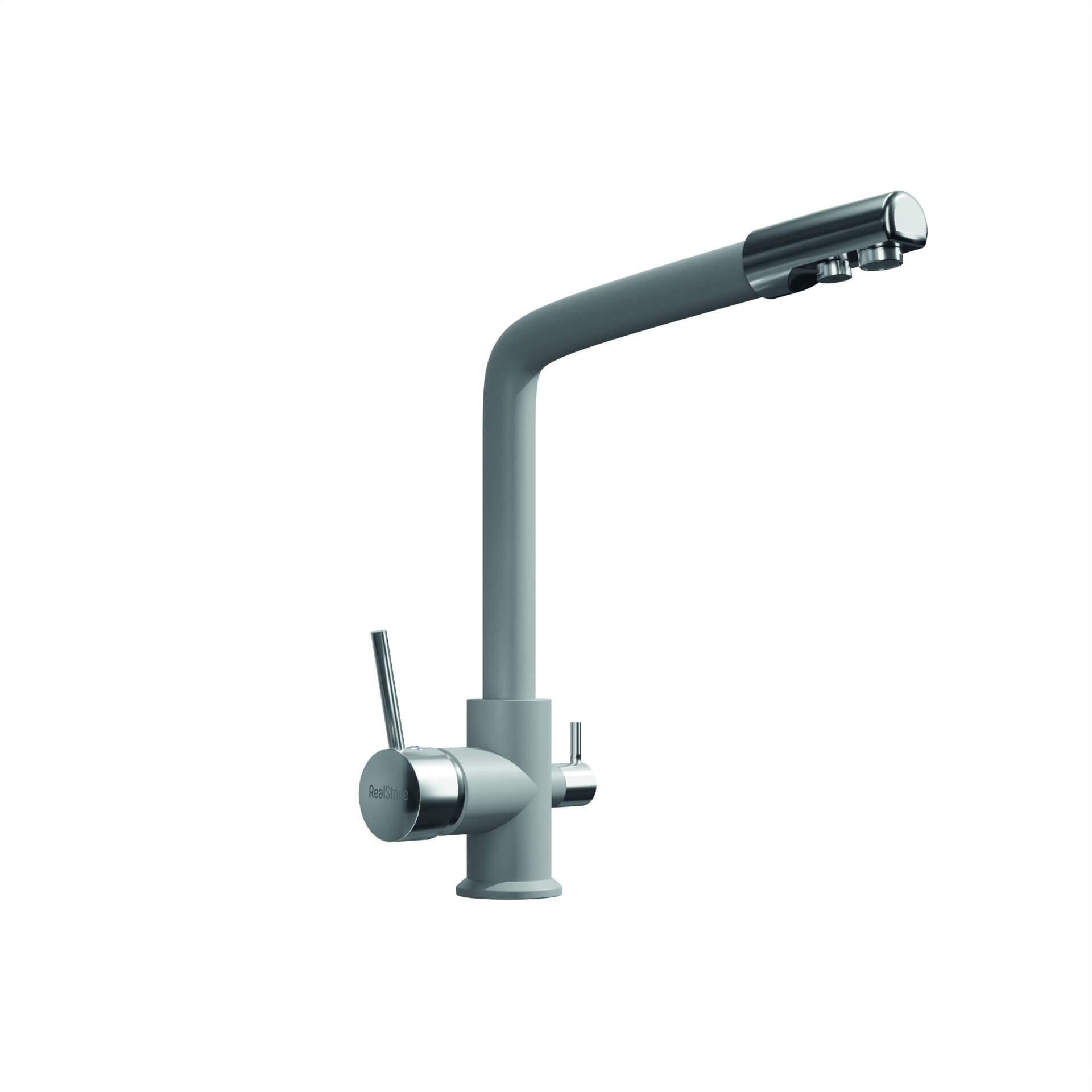 RealStone Abant Arıtmalı Kuğu Armatür Gri Eviye Bataryası